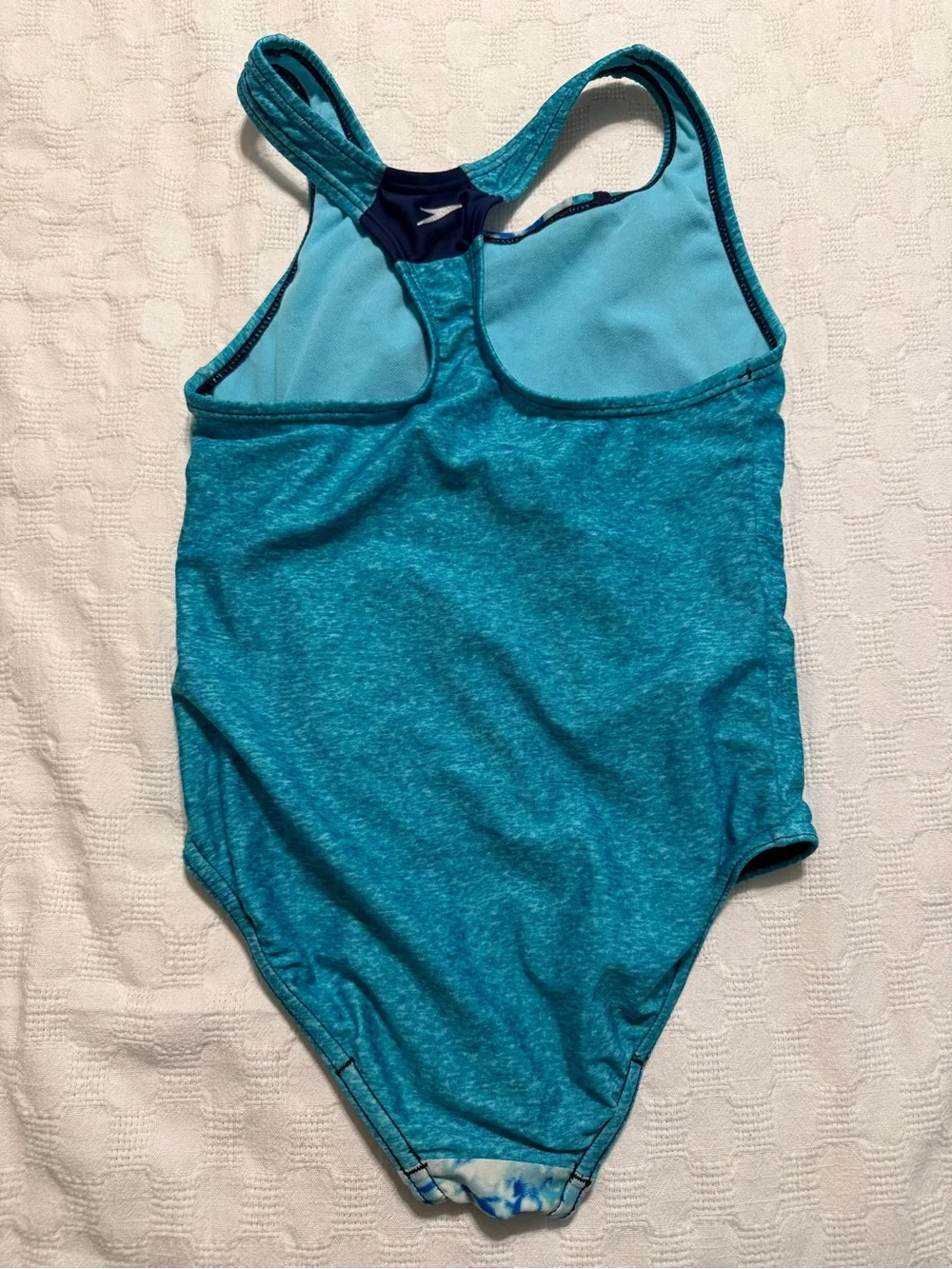 Speedo Girls Teal Blue Tie-Dye One Piece Swimsuit